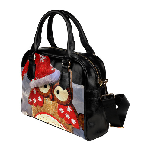 Low Poly Christmas Owl Santa Claus Hat Shoulder Handbag (Model 1634)