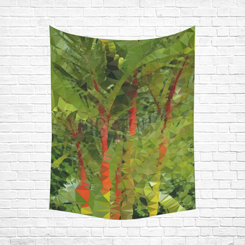 Bamboo Forest Low Poly Geometric Triangles Cotton Linen Wall Tapestry 60"x 80"