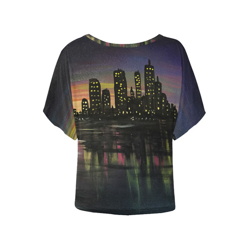 City Lights Women's Batwing-Sleeved Blouse T shirt (Model T44)