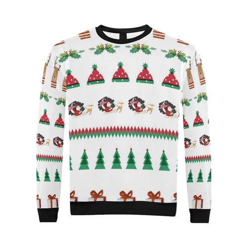 Mens Sweatshirt Christmas Santa Red Green Tree Reindeer Presents by Tell3People All Over Print Crewneck Sweatshirt for Men/Large (Model H18)