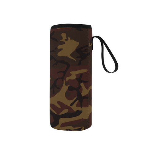 Camo Dark Brown Neoprene Water Bottle Pouch/Small