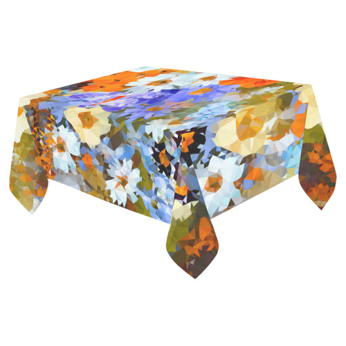 Flower Garden Low Poly Geometric Floral Cotton Linen Tablecloth 52"x 70"