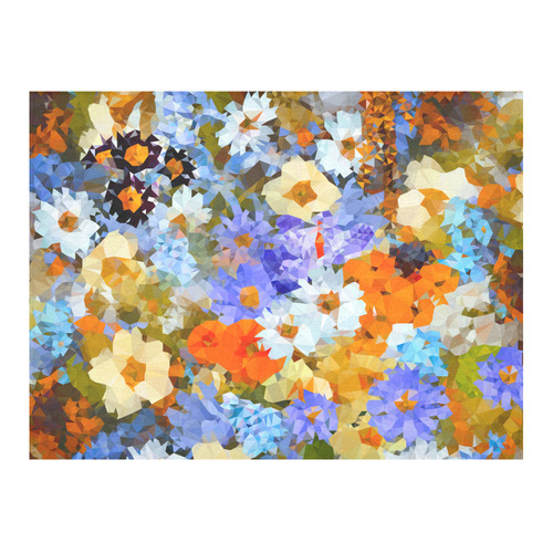 Flower Garden Low Poly Geometric Floral Cotton Linen Tablecloth 52"x 70"