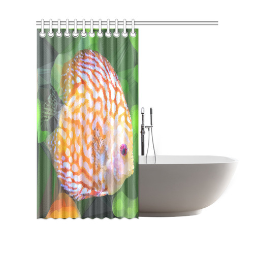 Orange Tropical Fish Low Poly Triangles Art Shower Curtain 69"x70"