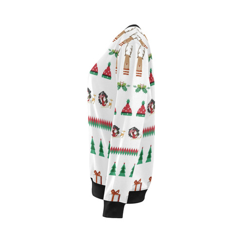 Christmas Sweatshirt Santa Red Green Tree Reindeer Presents by Tell3People All Over Print Crewneck Sweatshirt for Women (Model H18)