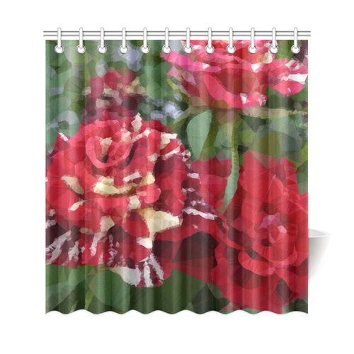 Red Roses Low Poly Floral Geometric Triangles Shower Curtain 69"x72"
