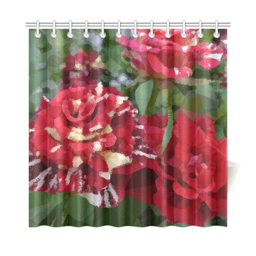 Red Roses Low Poly Floral Geometric Triangles Shower Curtain 72"x72"