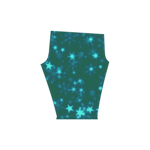 Blurry Stars teal by FeelGood Women's Low Rise Capri Leggings (Invisible Stitch) (Model L08)