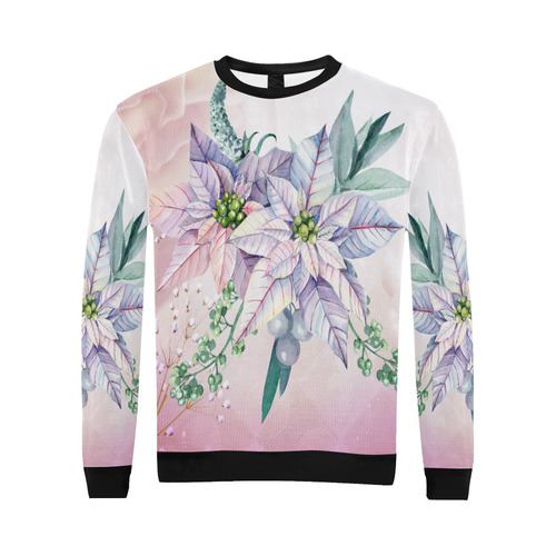 Wonderful flowers, watercolor All Over Print Crewneck Sweatshirt for Men/Large (Model H18)