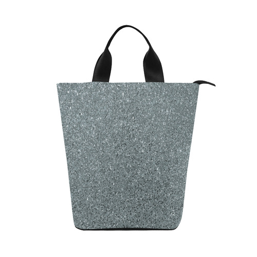 Silver Glitter Nylon Lunch Tote Bag (Model 1670)