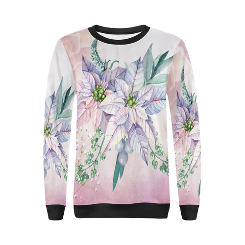 Wonderful flowers, watercolor All Over Print Crewneck Sweatshirt for Women (Model H18)