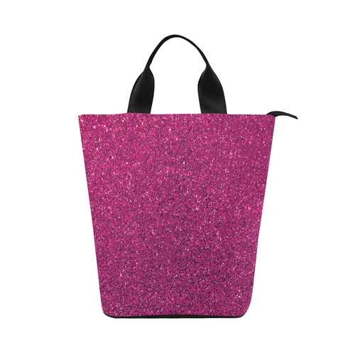 Hot Pink Glitter Nylon Lunch Tote Bag (Model 1670)