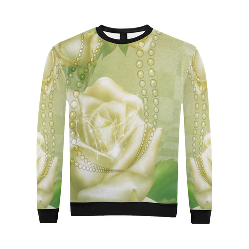 Beautiful soft green roses All Over Print Crewneck Sweatshirt for Men/Large (Model H18)