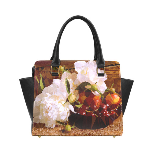 Peonies Fruit Floral Low Poly Still Life Classic Shoulder Handbag (Model 1653)