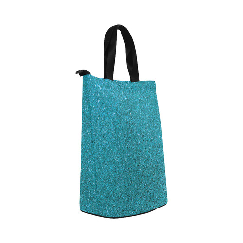 Turquoise Glitter Nylon Lunch Tote Bag (Model 1670)