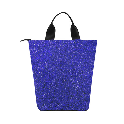 Blue Glitter Nylon Lunch Tote Bag (Model 1670)