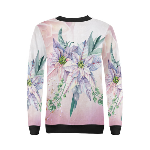 Wonderful flowers, watercolor All Over Print Crewneck Sweatshirt for Women (Model H18)