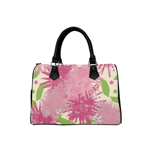Pink Puffs Flowers Boston Handbag (Model 1621)