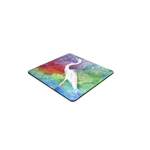 White Egret Whimsy Square Coaster