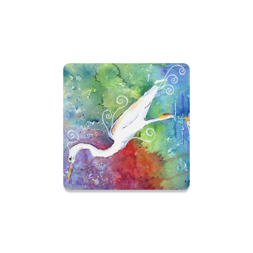 White Egret Whimsy Square Coaster