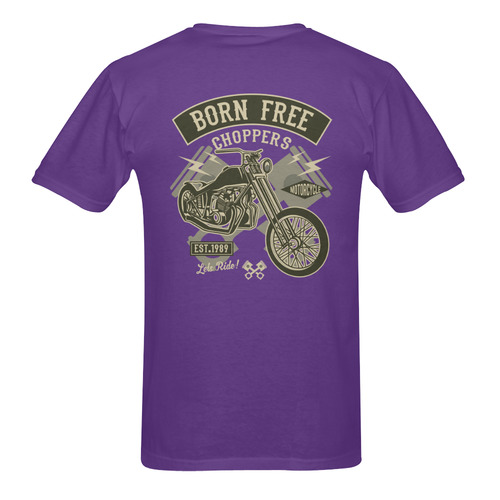 Born Free Chopper Purple Men's T-Shirt in USA Size (Two Sides Printing)