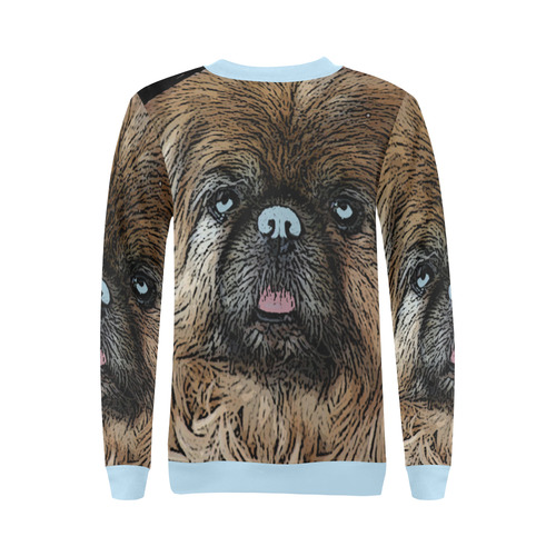 Pekingese Love Blue All Over Print Crewneck Sweatshirt for Women (Model H18)