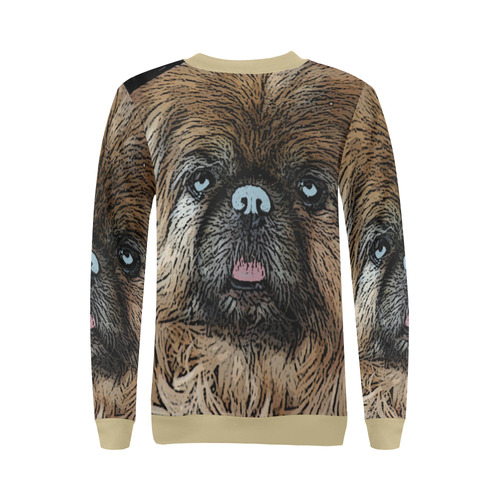 Pekingese Love Beige All Over Print Crewneck Sweatshirt for Women (Model H18)