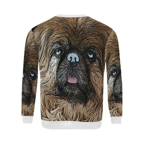 Pekingese Love White All Over Print Crewneck Sweatshirt for Men (Model H18)