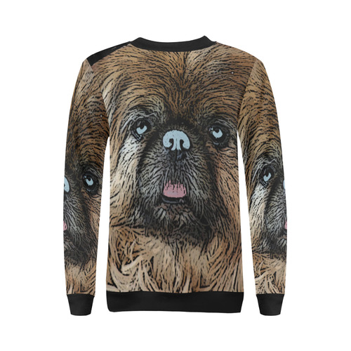 Pekingese Love Black All Over Print Crewneck Sweatshirt for Women (Model H18)