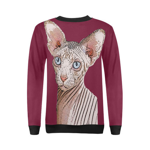 Sphynx Love Plum All Over Print Crewneck Sweatshirt for Women (Model H18)