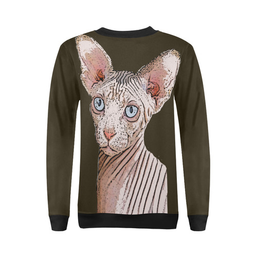 Sphynx Love Brown All Over Print Crewneck Sweatshirt for Women (Model H18)