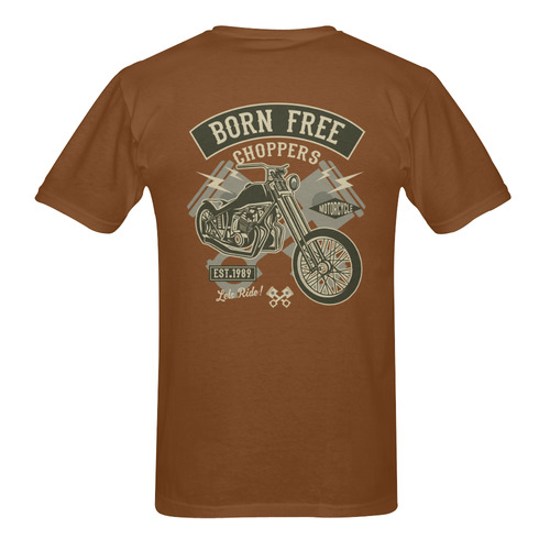 Born Free Chopper Brown Men's T-Shirt in USA Size (Two Sides Printing)