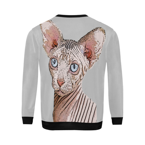 Sphynx Love Lt Grey All Over Print Crewneck Sweatshirt for Men/Large (Model H18)