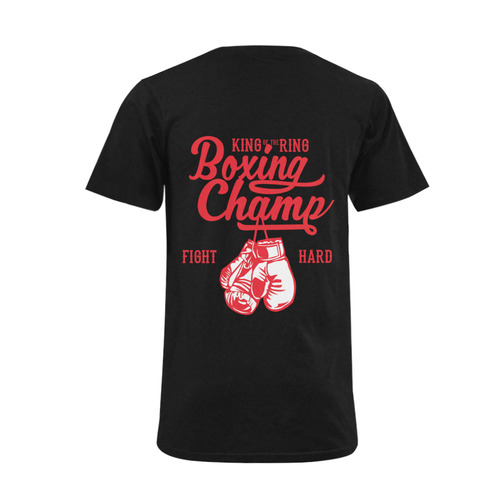 Boxing Champ Red Black Men's V-Neck T-shirt  Big Size(USA Size) (Model T10)