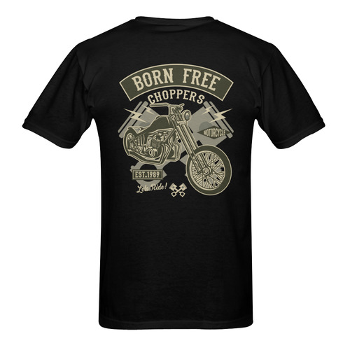 Born Free Chopper Black Men's T-Shirt in USA Size (Two Sides Printing)