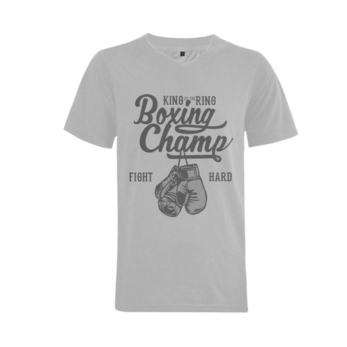 Boxing Champ Black Grey Men's V-Neck T-shirt  Big Size(USA Size) (Model T10)