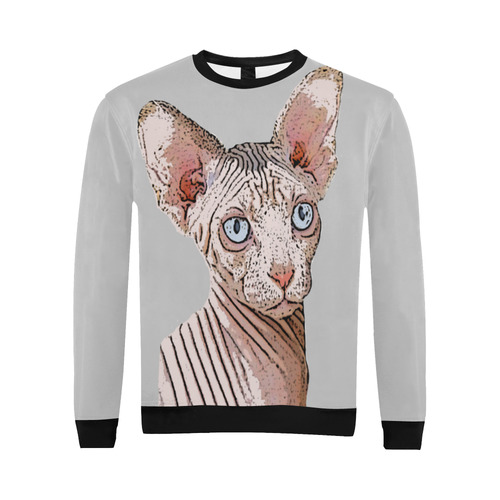 Sphynx Love Lt Grey All Over Print Crewneck Sweatshirt for Men/Large (Model H18)