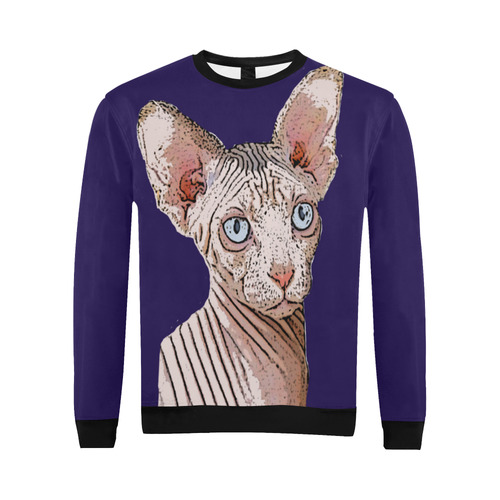 Sphynx Love Blue All Over Print Crewneck Sweatshirt for Men/Large (Model H18)