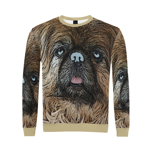 Pekingese Love Beige All Over Print Crewneck Sweatshirt for Men/Large (Model H18)