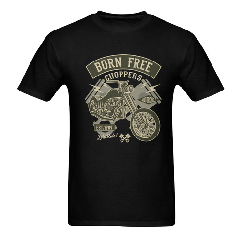 Born Free Chopper Black Men's T-Shirt in USA Size (Two Sides Printing)