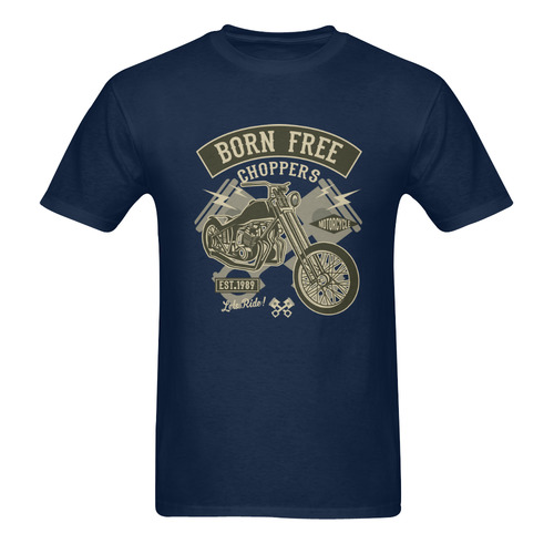 Born Free Chopper Dark Blue Men's T-Shirt in USA Size (Two Sides Printing)