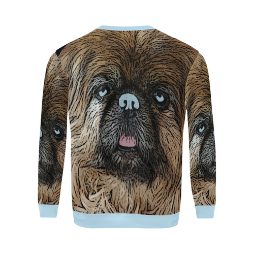 Pekingese Love Blue All Over Print Crewneck Sweatshirt for Men (Model H18)