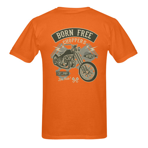 Born Free Chopper Orange Men's T-Shirt in USA Size (Two Sides Printing)
