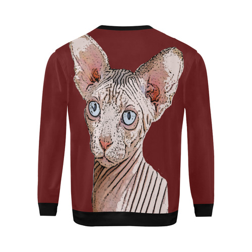 Sphynx Love Red All Over Print Crewneck Sweatshirt for Men/Large (Model H18)