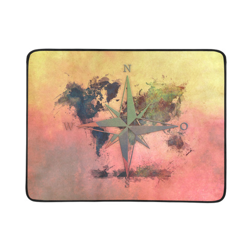 world map wind rose #map #worldmap Beach Mat 78"x 60"