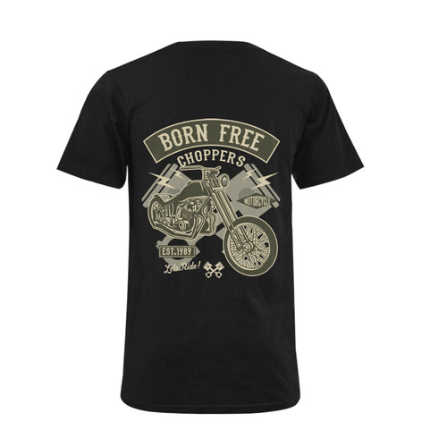 Born Free Chopper Black Men's V-Neck T-shirt (USA Size) (Model T10)