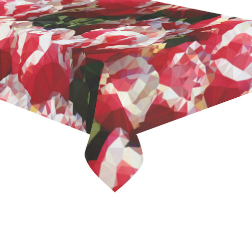 Red & White Tulips Low Poly Floral Polygon Art Cotton Linen Tablecloth 60"x120"