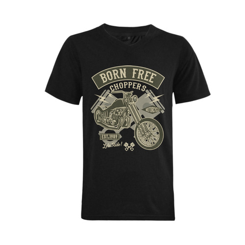 Born Free Chopper Black Men's V-Neck T-shirt  Big Size(USA Size) (Model T10)