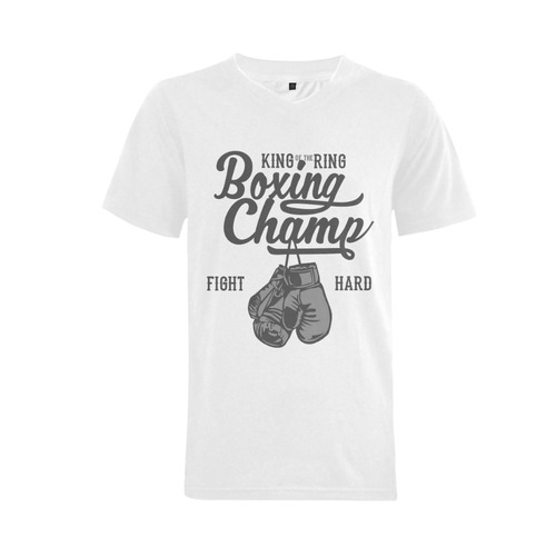 Boxing Champ Black White Men's V-Neck T-shirt  Big Size(USA Size) (Model T10)