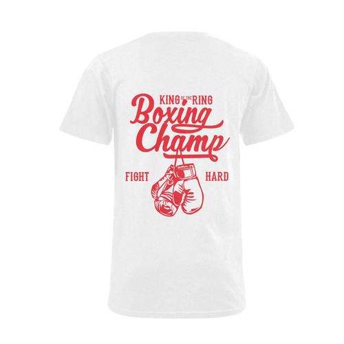Boxing Champ Red White Men's V-Neck T-shirt  Big Size(USA Size) (Model T10)